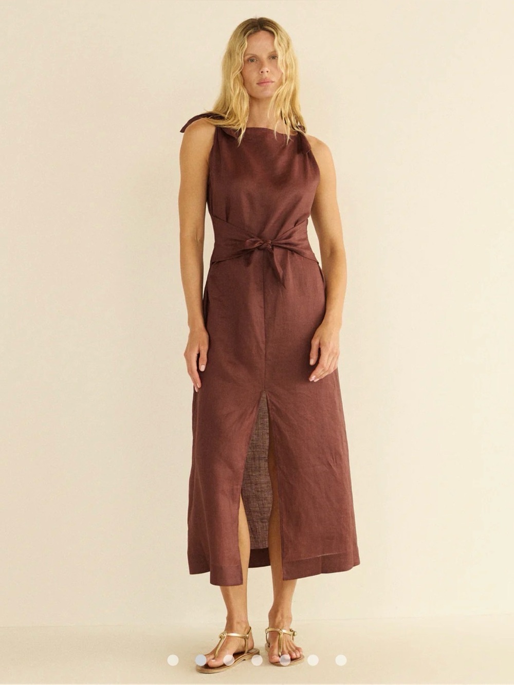 DOEN Amorette Ramie Dress Brown size XS